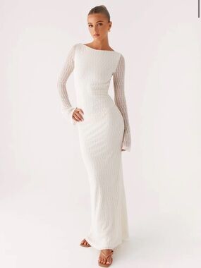Peppermayo Ethereal Long Sleeve Maxi Dress - Ivory